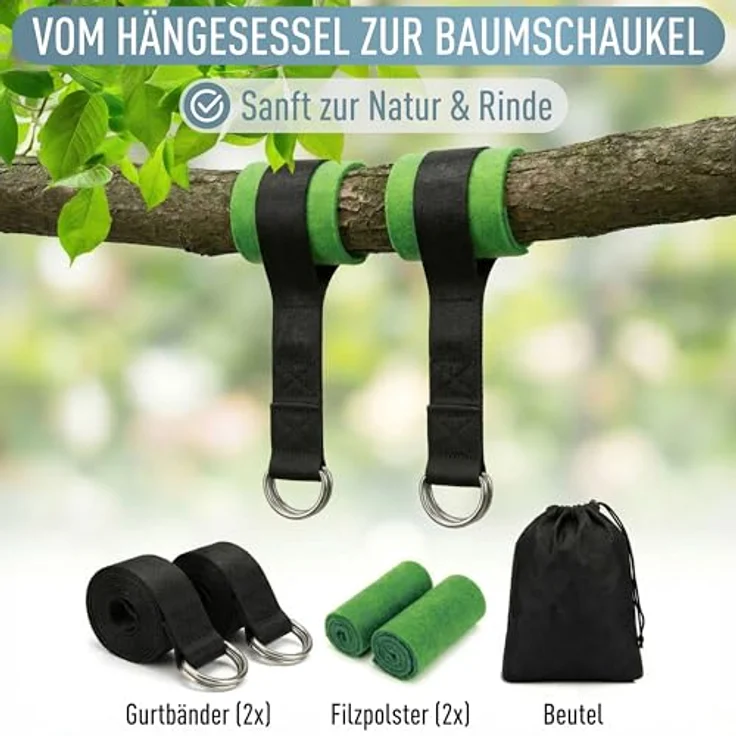 ib style Hängematte Kalea Hängesessel Cappuccino, Hängestuhl mit 2 Kissen und Zubehör - bis 120kg belastbar – Bild 5