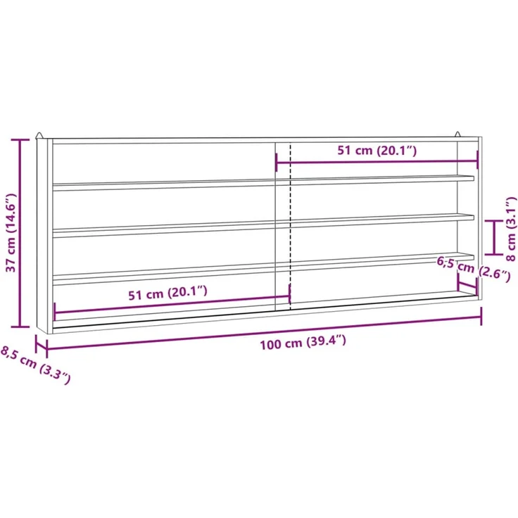 vidaXL Sammlervitrine aus Holz mit Türen 100x8,5x37 cm 4017388 – Bild 10