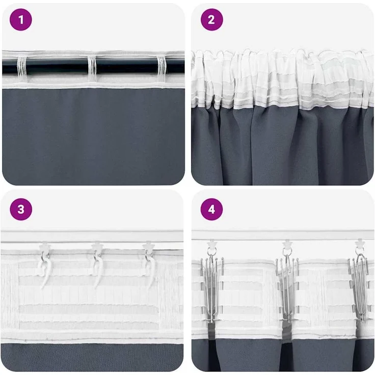 vidaXL Verdunkelungs-Vorhänge mit Ringen 2 pcs Anthrazit 140 x 140 cm 4107448 – Bild 6