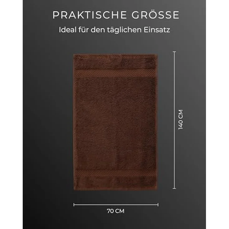 Luckytowel Duschtuch Set 70x140 cm, Oeko-TEX Badetücher aus 100% Baumwolle mit 600 g/m², flauschig & saugstark, Frottee Handtücher Set, 4er Pack Braun – Bild 4