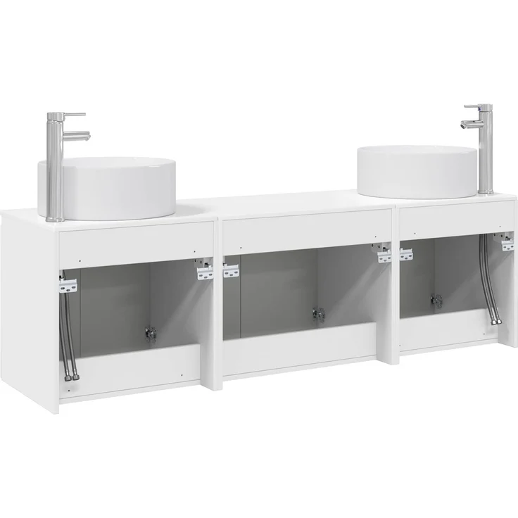 vidaXL Badezimmerschrank-Set 3 stk. Hochglanz Weiß 3405731 – Bild 7