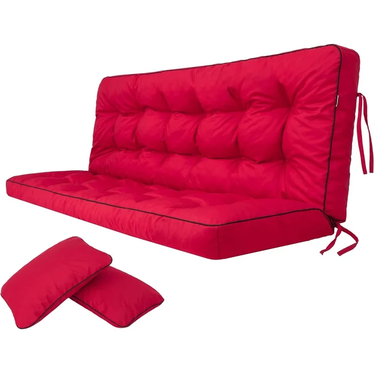 Bjird Bankauflage Pola 100 cm 120 cm 150 cm 180 cm, für Gartenbank und Hollywoodschaukel - inkl. 2 Stück Seitenkissen – Bild 1
