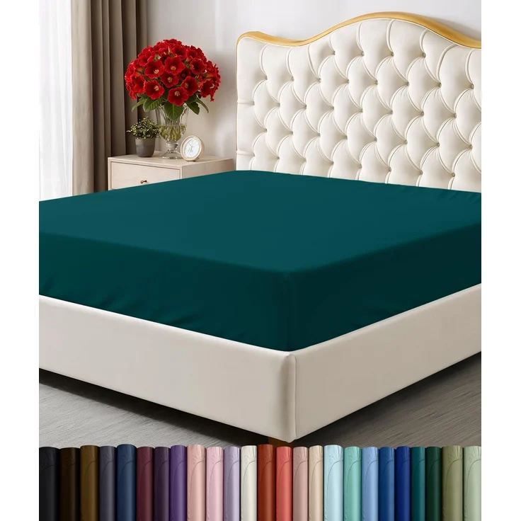 Utopia Bedding Queensize-Spannbettlaken, Tiefe Taschen, weiche Mikrofaser, schrumpft und lichtbeständig, pflegeleicht, nur 1 Spannbetttuch, Blaugrün