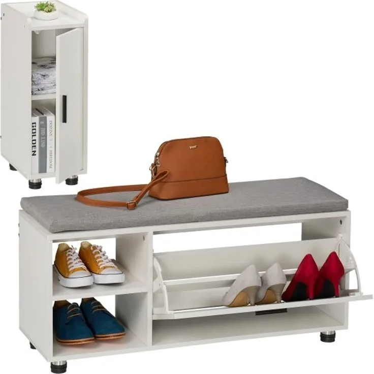 Schuhbank mit Sitzfläche & Schrank Set 10051179_685