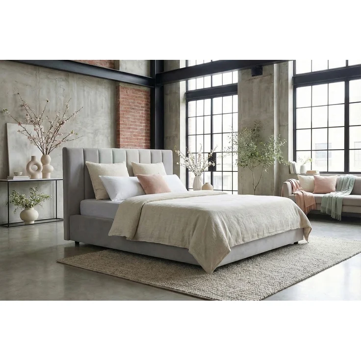 KAWOLA Bett CATTURA Polsterbett Velvet grau 140x200cm mit Lattenrost – Bild 5