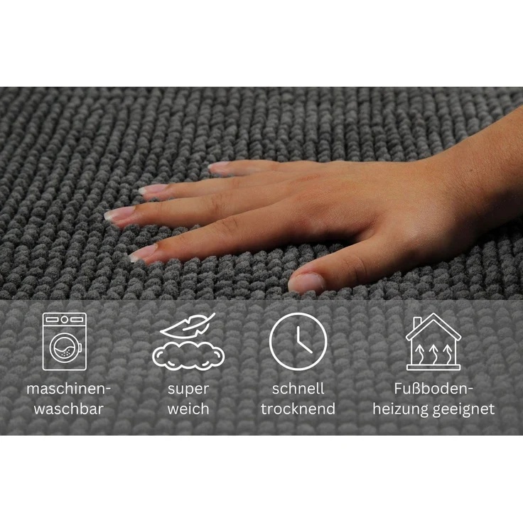 OTTO home Badematte Kaelan, weicher Chenille, Höhe 14 mm, rutschhemmend beschichtet, fußbodenheizungsgeeignet, Polyester, rechteckig, Badvorleger, Badteppich weiches Chenille, pastellfarben, Badezimmer – Bild 2