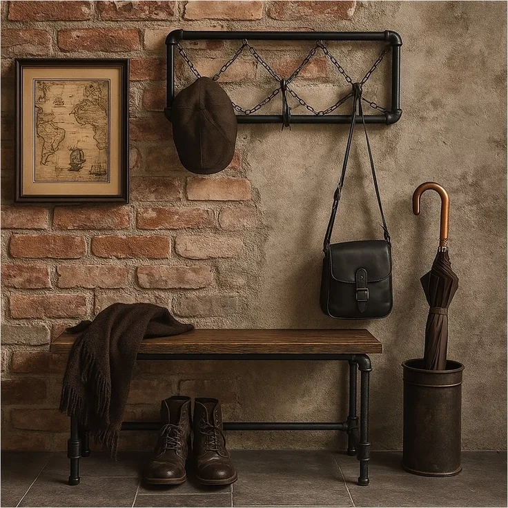 HTI-Line Garderobenleiste Garderobenleiste Steampunk 3 (Stück, 1 St, 1x Garderobenleiste Steampunk ohne Montagematerial und Dekoration), Pflegeleichte Oberflächen