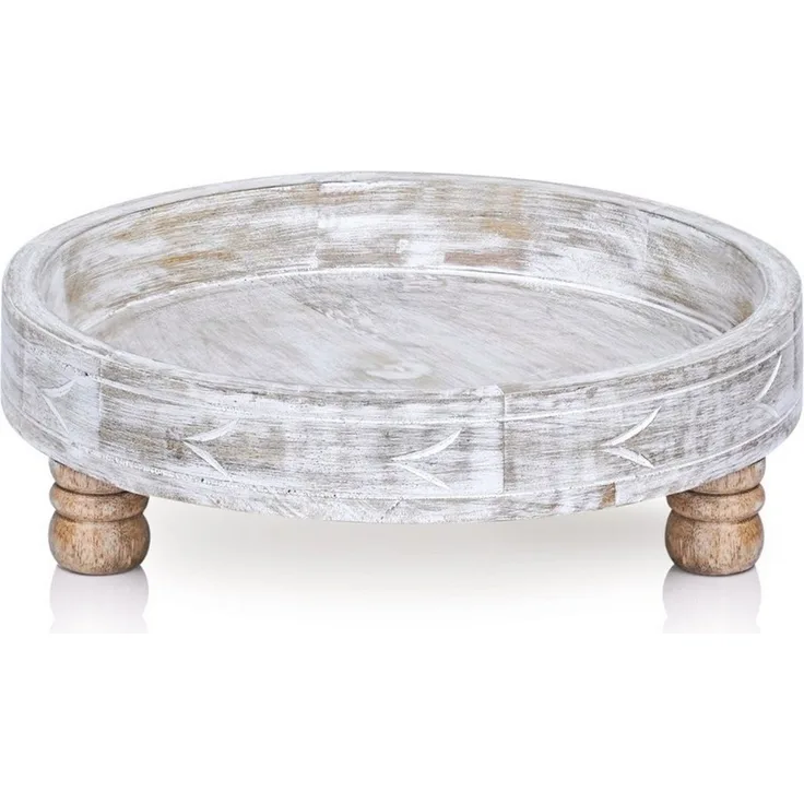 Marrakesch Orient & Mediterran Interior Blumenständer Blumenhocker und Holzablage Loka 30 cm, massives Holz, handgeschnitzt (1 St), rund