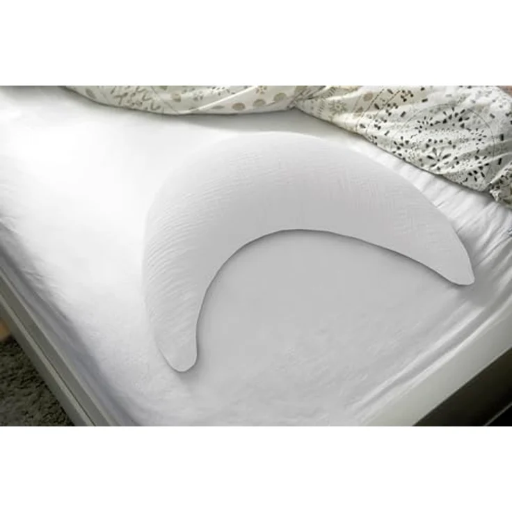 Theraline Stillkissen Der Musselinmond, ergonomisches Kissen mit feiner Perlen-Füllung, Bezug 140 cm, Lichtgrau – Bild 2