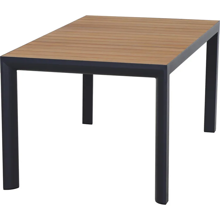 Siena Garden Gartentisch, rechteckig, höhenverstellbar, UV-beständig, wetterbeständig, Anthrazit, Teakholz, Metall, 90x74x160 cm