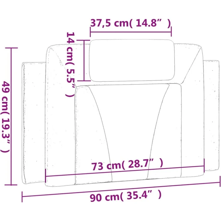 vidaXL Kopfteil-Kissen Grau 90 cm Kunstleder – Bild 4