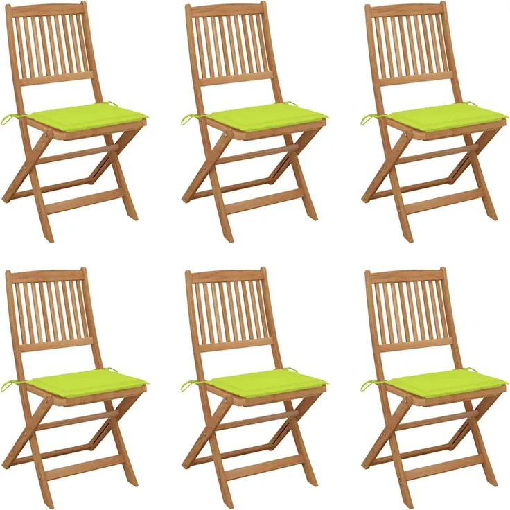 vidaXL Klappstühle, 6 Stück, mit Kissen, aus massivem Akazienholz 3075005