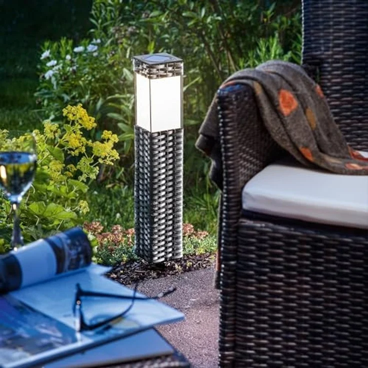 Esotec Solarleuchte Rattan, 3500K warmweiß, Höhe 50 cm, Gartenleuchte – Bild 2