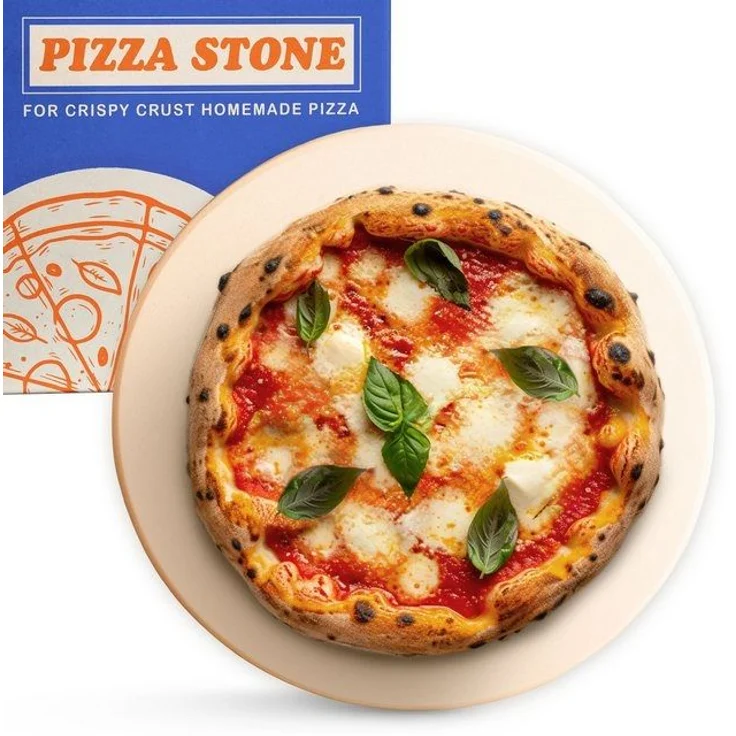 Praknu Pizzastein Pizzastein Rund 30 cm für Grill und Backofen - Für knusprigen Boden, Cordierit, (1-St), Für Knusprigen Boden - bis 900 °C - Wärme Speichernd – Bild 4