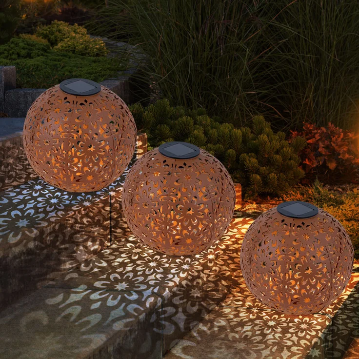 3x LED Solarleuchte, Dekorgeflecht-Kugel, D 20 cm – Bild 5