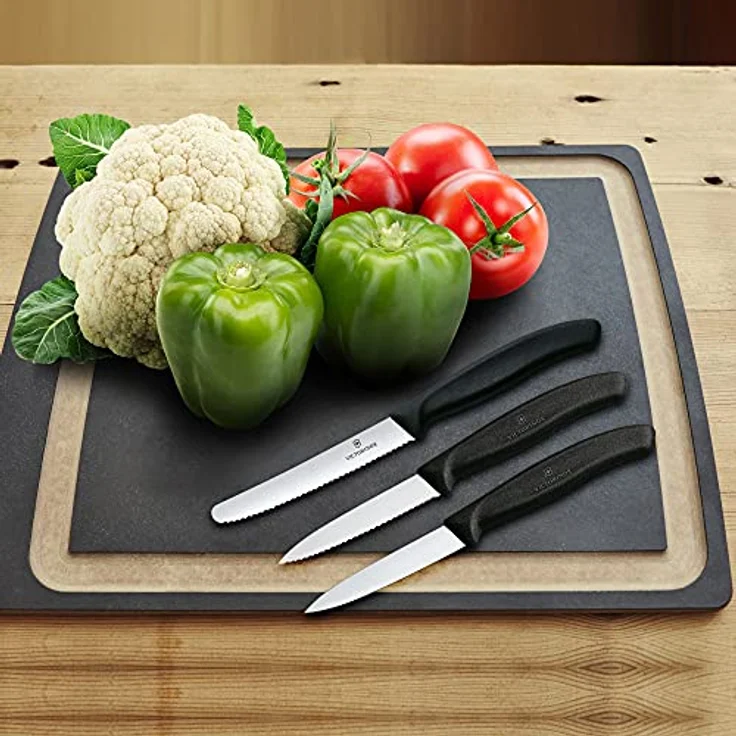 Victorinox Swiss Classic Gemüsemesser-Set, 3-teilig, gerader Schliff, Extra Scharf, Robuster Kunststoffgriff, schwarz – Bild 6