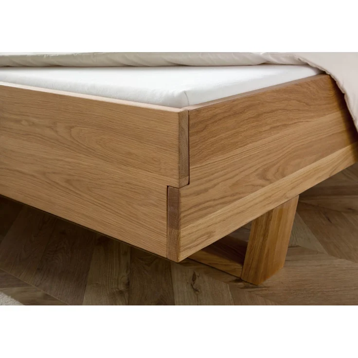 Bett mit Nachttisch links Eiche 160x200x85 natur geölt, Kopfteil anthrazit FICHTELBERG #50 – Bild 5