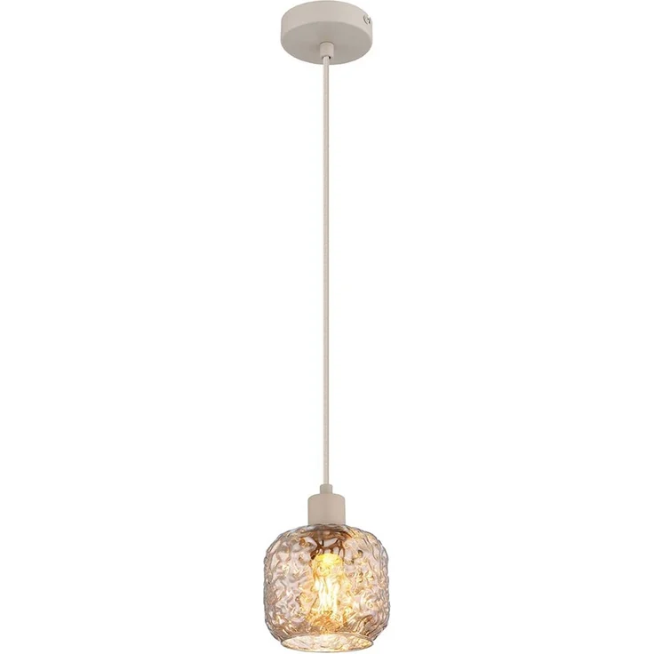 Pendelleuchte, höhenverstellbar, Glas rauchfarben, H 120 cm – Bild 1