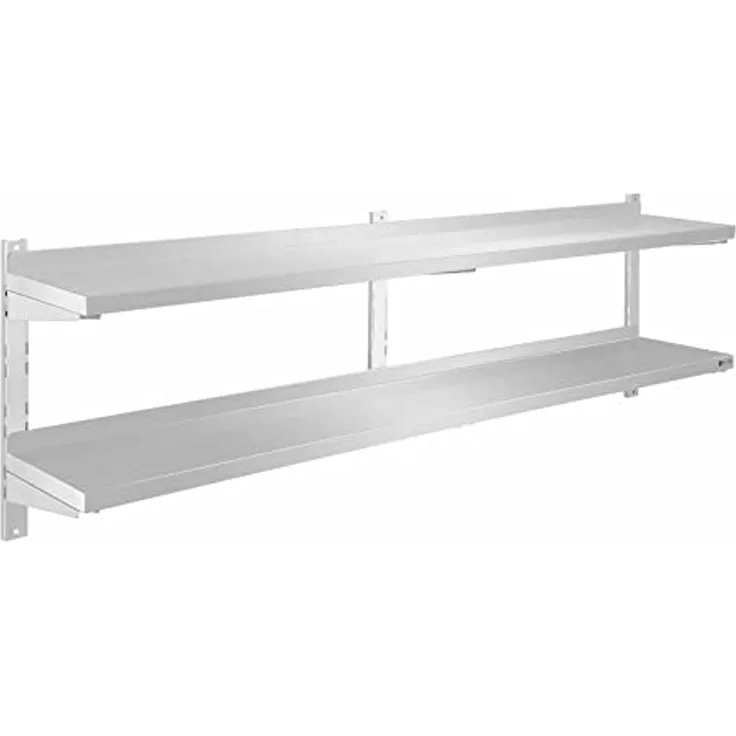 Royal Catering Hängeregal 180 cm 35 kg Gastro doppeltes Regal Wandbord Wandregal Edelstahl
