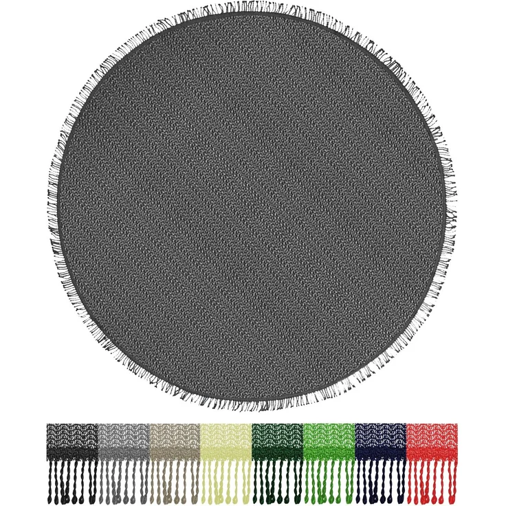 Brandsseller Gartentischdecke Ø 160 cm Tischdecke mit Fransen Outdoor Tischtuch rund Weichschaum für Garten, Terrasse, Balkon wetterfest rutschfest - Grau