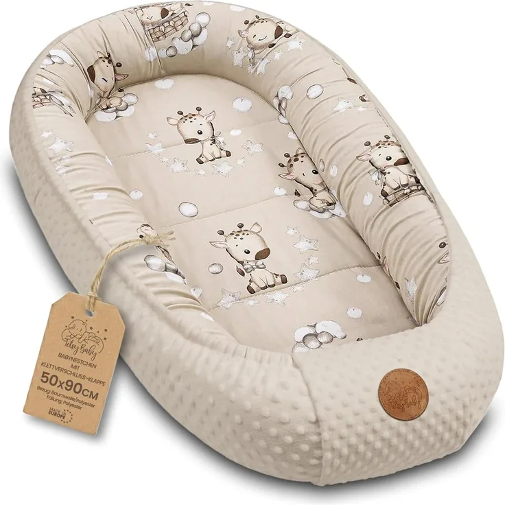 Nestchen Baby - Babynestchen Neugeborene Minky Babynest für Kinderbett Vielseitiges tragbar Nest kuschelnest zubehör für babybett warm Winter coccon Giraffen