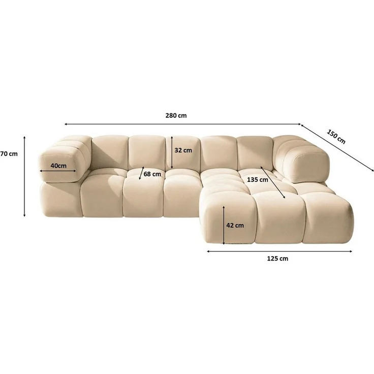 Kaiser Möbel Ecksofa luxuriöses Velours-Sofa im Stoff Bluvel modernes AVERRO, Premium-Velours Bluvel,Weiche abgerundete „Bubble“-Formen – Bild 2
