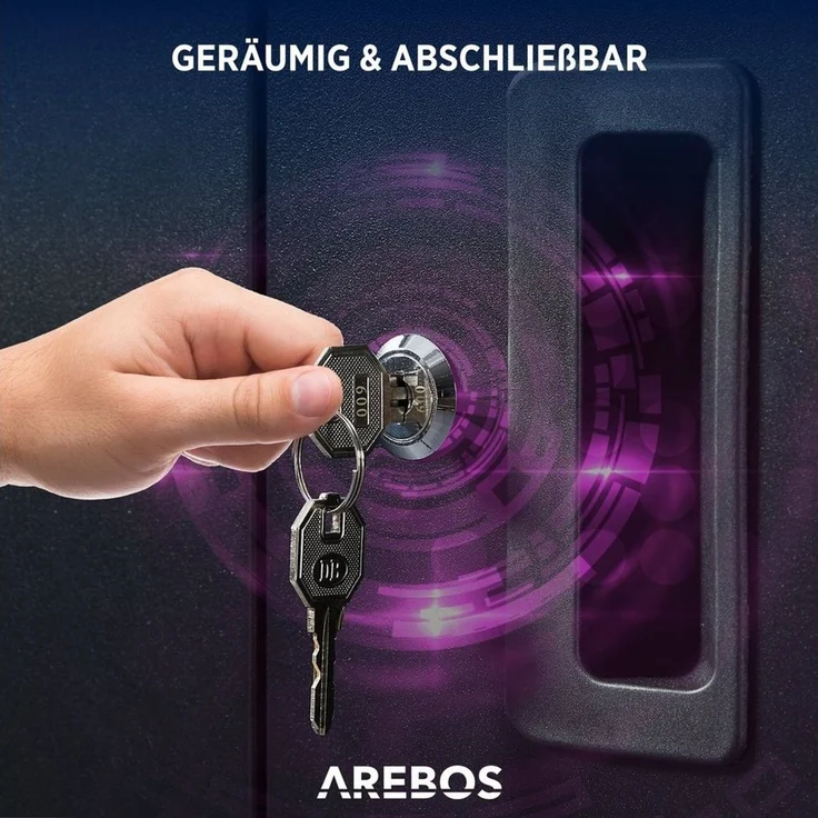 Arebos Aktenschrank Büroschrank Materialschrank Stahlschrank 140x90x40 cm (Stück, schwarz) – Bild 2