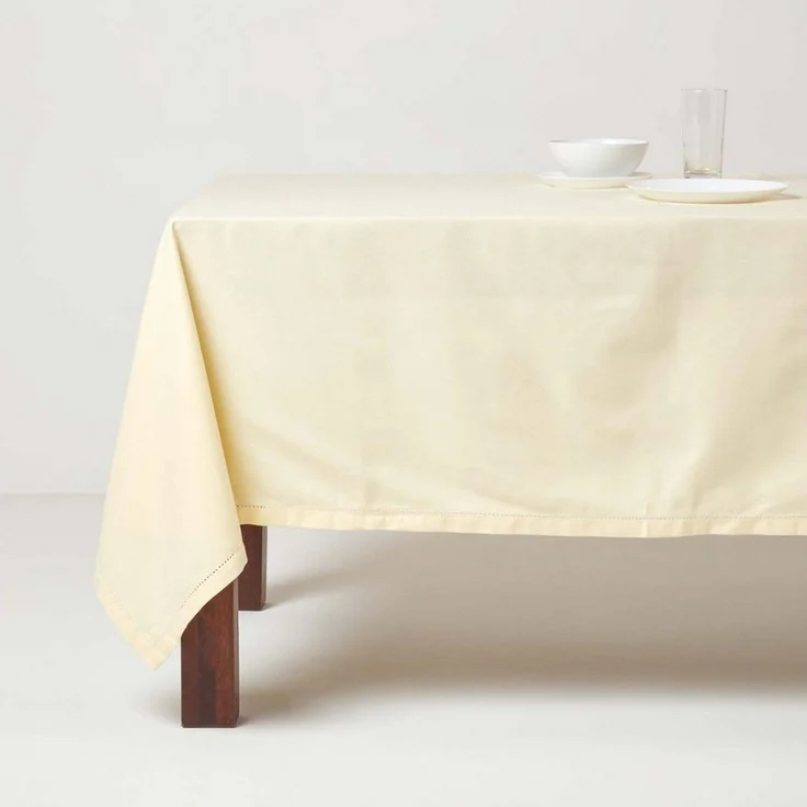Homescapes Tischdecke Tischdecke creme – 137 x 137 cm, 100% Baumwolle (1-tlg) – Bild 3