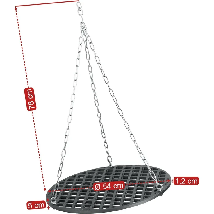 BBQ-Toro Grillrost Gusseisen Grillrost Ø 54 cm, Grillrost mit Seilaufhängung, Aufhängungen lassen sich bei Bedarf einfach entfernen – Bild 3