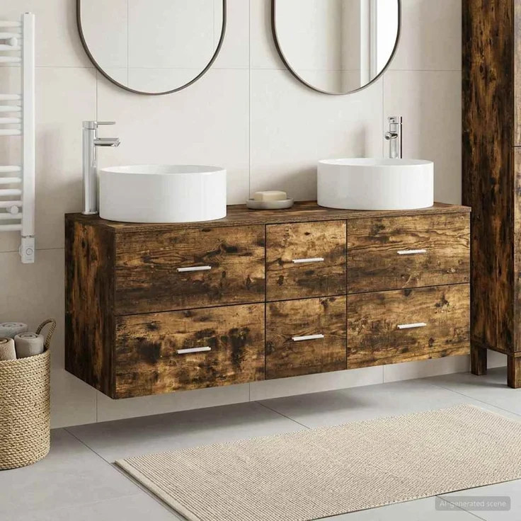 vidaXL Badezimmerschrank-Set 3 stk. Geräucherte Eiche 3405959 – Bild 1