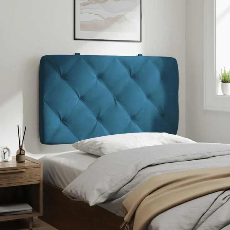 vidaXL Kopfteil-Kissen Blau 90 cm Samt 374712 – Bild 4