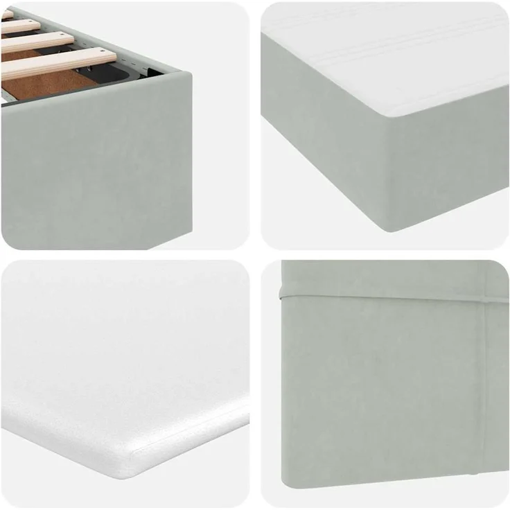 vidaXL Aufbewahrungsbett mit Kopfteil Hellgrau 100 x 200 cm Samt 3370737 – Bild 12