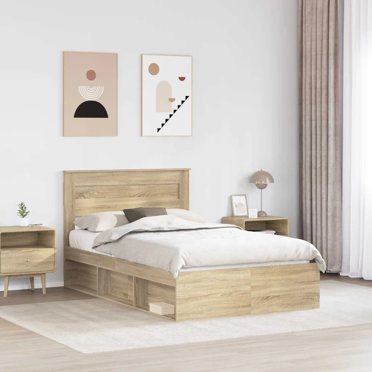 vidaXL Bettrahmen Sonoma 120 x 200 cm Massives Kiefernholz 3409785 – Bild 2