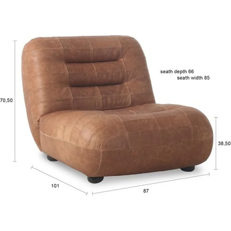 Loungesessel Wyatt Cognac aus Leder mit Gummibaumholz-Beinen – Bild 10