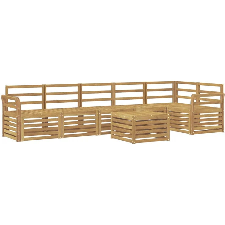 vidaXL Outdoor-Sofagarnitur 7 stk. 6-Sitzer Weiß Massivholz Akazie 3391954 – Bild 2
