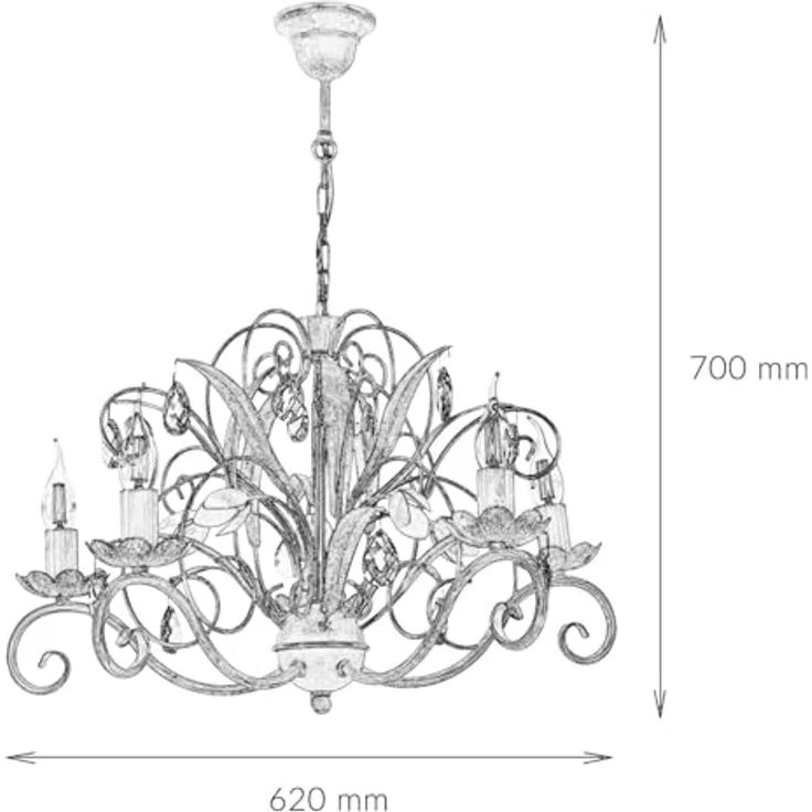 Licht-Erlebnisse Luce Pendelleuchte, florales Design mit handbemalten Verzierungen, höhenverstellbar, E14 Fassung, Rosa-Grün – Bild 8