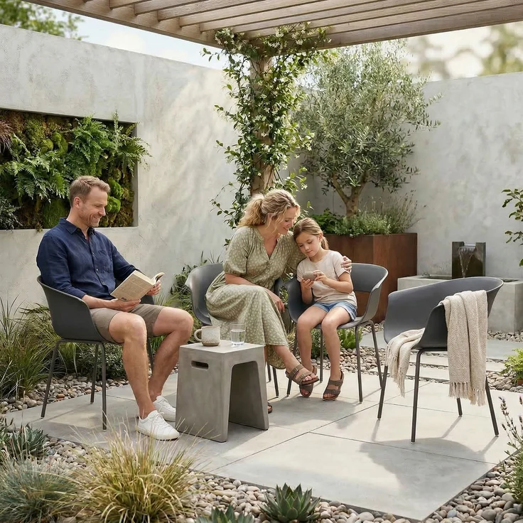 Gartenstühle 4er Set ergonomisch Balkonstühle mit Ausschnittdesign Armlehne Wetterfest rostbeständig Dunkelgrau--Dunkelgrau--74x51x61cm--YOUDENOVA – Bild 10