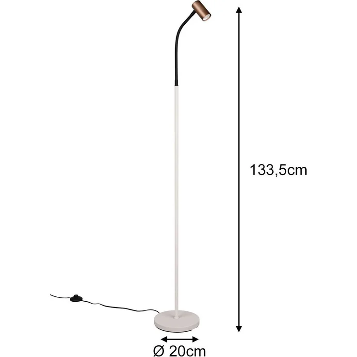 Schmale LED Stehlampe Coffee / Grau dimmbar, Spot flexibel, Höhe 133,5cm – Bild 4