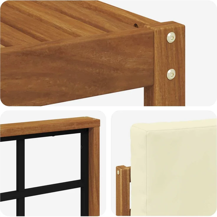 vidaXL Outdoor-Sofagarnitur mit Kissen 6 pcs Natur und Creme 3366438 – Bild 7