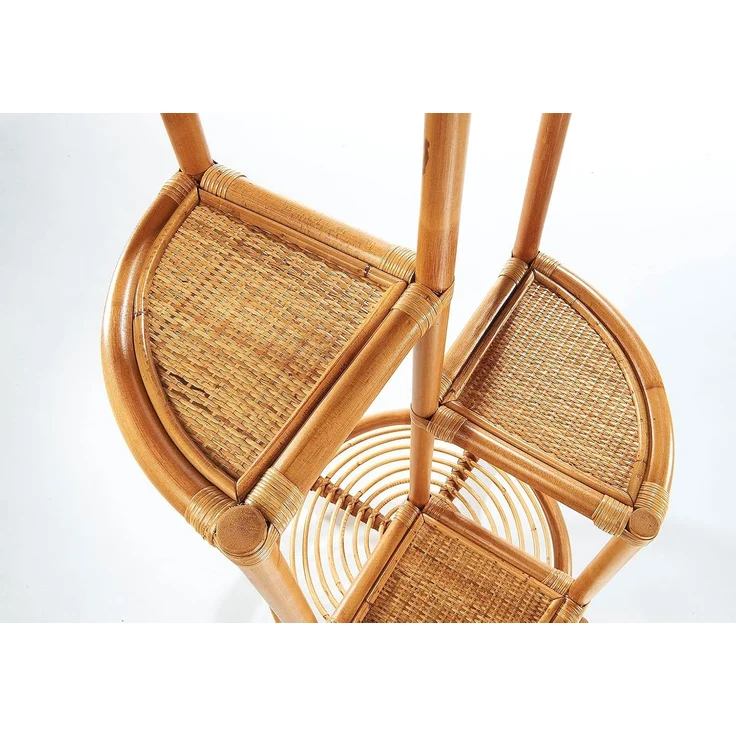 Kobolo Regal Blumenregal Pflanzenständer aus Rattan - natur - für 4 Töpfe – Bild 4