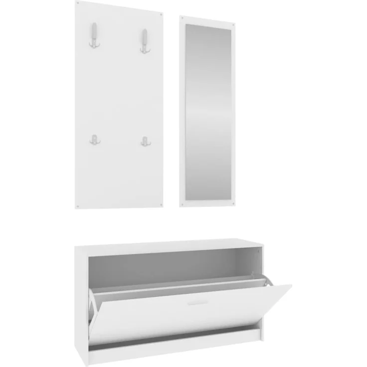 vidaXL 3-tlg. Flurmöbel-Set Weiß Holzwerkstoff 342570 – Bild 8