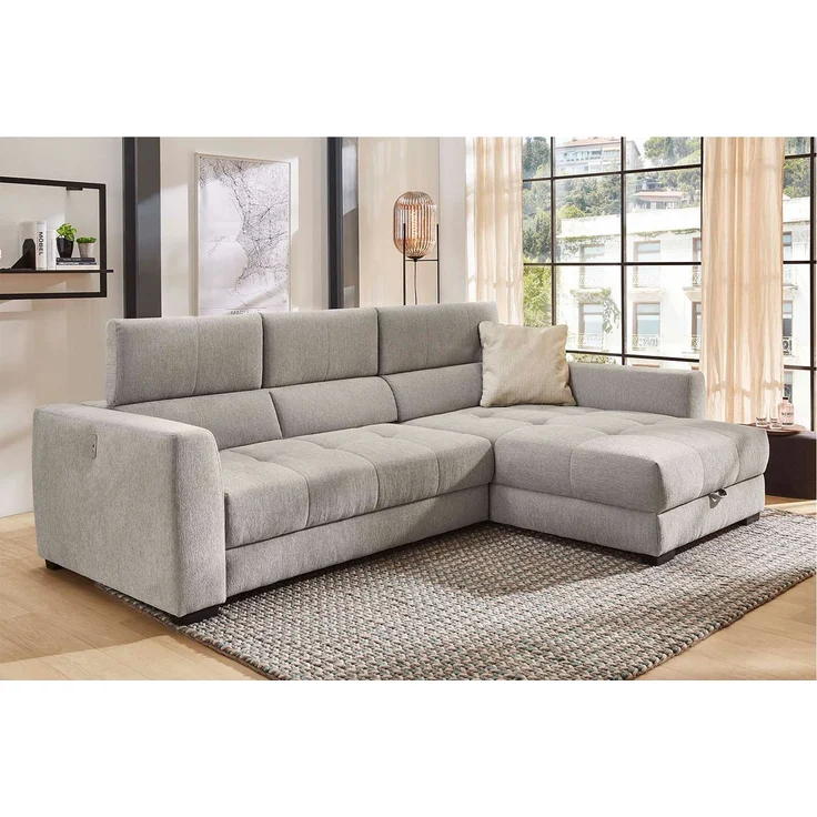 Ecksofa Selina / San Marino, Polyester, Stoff, Grau, 306 x 104 x 200 cm – Bild 2