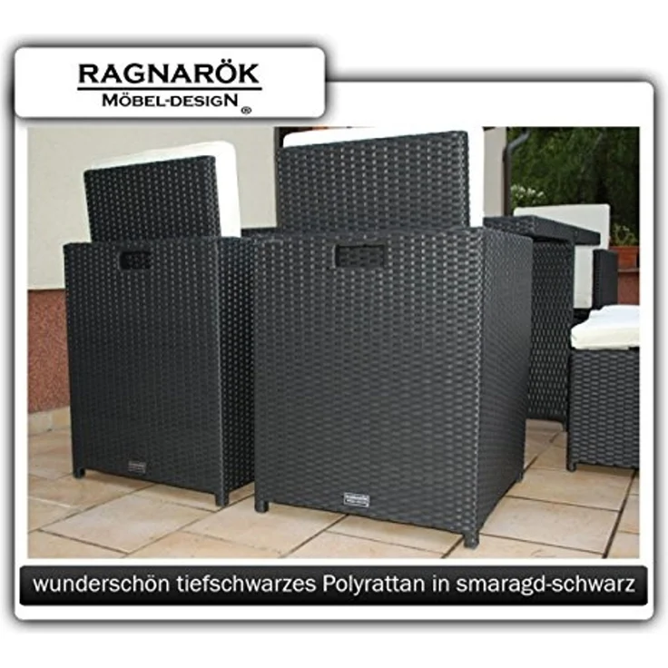 Ragnarök Möbel-Design Garten-Essgruppe Heimdall Esstisch Set 4+4, (Set, Polyrattan, Alu, Würfelsystem), Würfelsystem, klappbare Rückenlehne – Bild 6