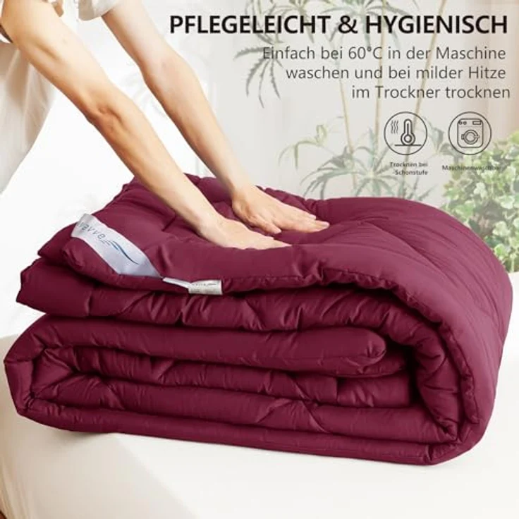 WAVVE Bettdecke 220x240 cm Ganzjahresdecke 4 Jahreszeiten, Steppdecke 300gsm Mikrofaser 240x220cm, Super Weiche Zudecke Schlafdecke Atmungsaktive 220 x 240 Rot – Bild 8