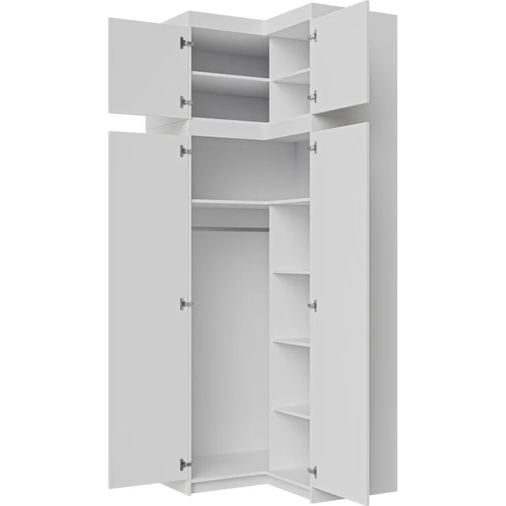 Eckkleiderschrank Elena 2D + Schrankaufsatz (Farbe: Weiß) – Bild 3