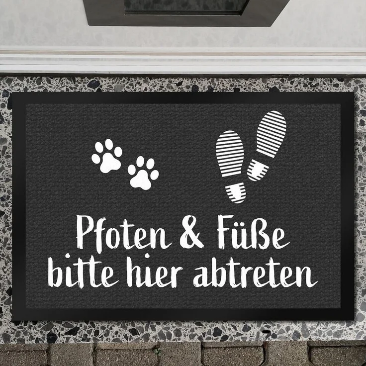 speecheese Fußmatte Pfoten & Füße bitte hier abtreten Fußmatte XXL Türmatte – Bild 1