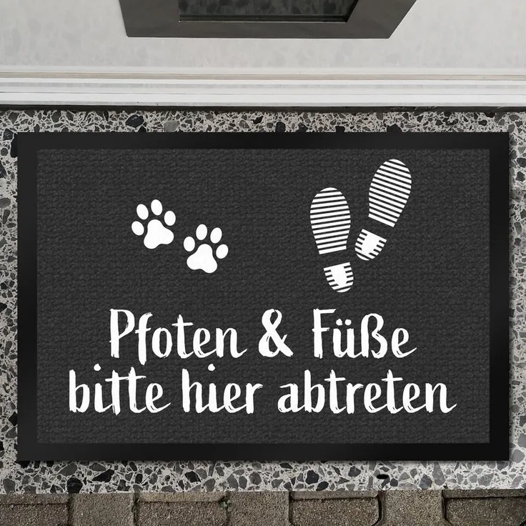 speecheese Fußmatte Pfoten & Füße bitte hier abtreten Fußmatte XXL Türmatte