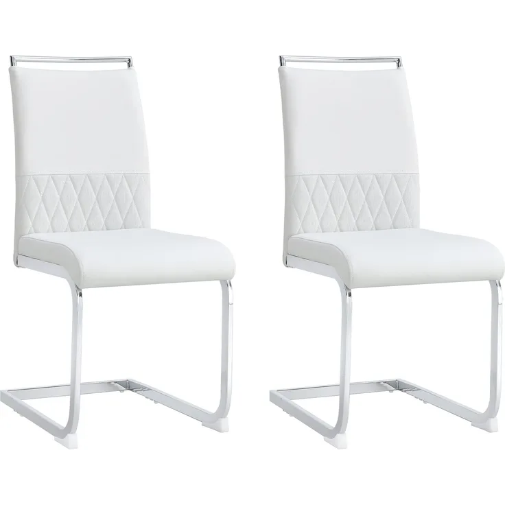 Merax Moderne Esszimmerstühle 2er Set, hoher Rücken gepolstert Side Chair, für Esszimmer, Küche, Gast Bürostuhl, Weiß