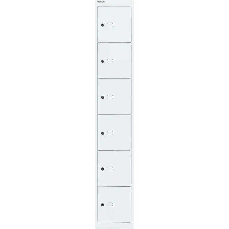 Bisley Schließfachschrank Office, 1 Abteil, 6 Fächer, T 457 mm, Farbe verkehrsweiß