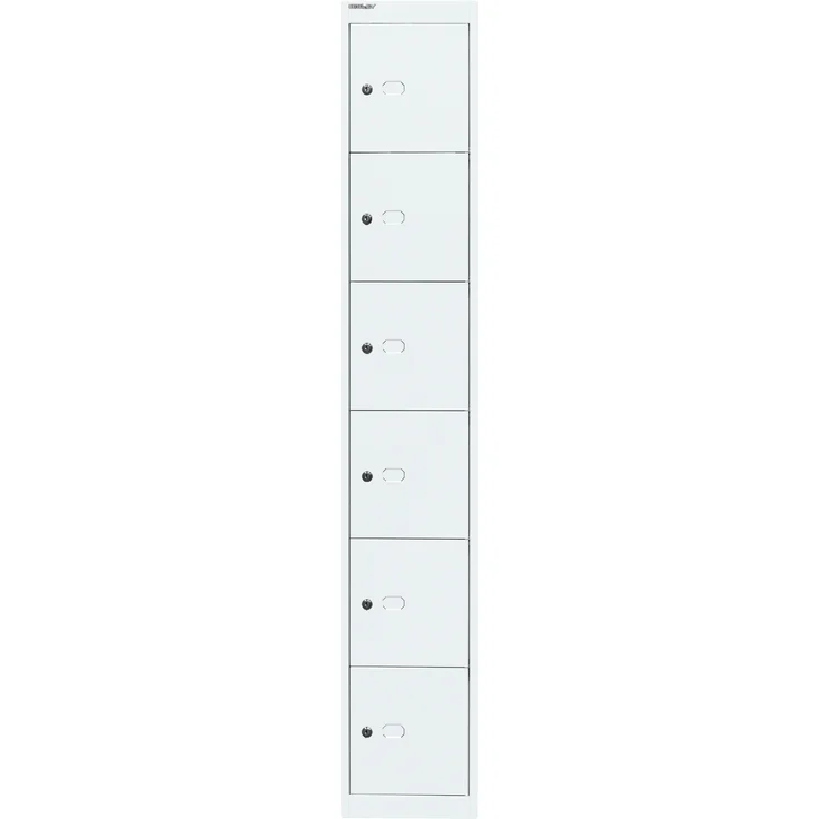 Bisley Schließfachschrank Office, 1 Abteil, 6 Fächer, T 457 mm, Farbe verkehrsweiß – Bild 1